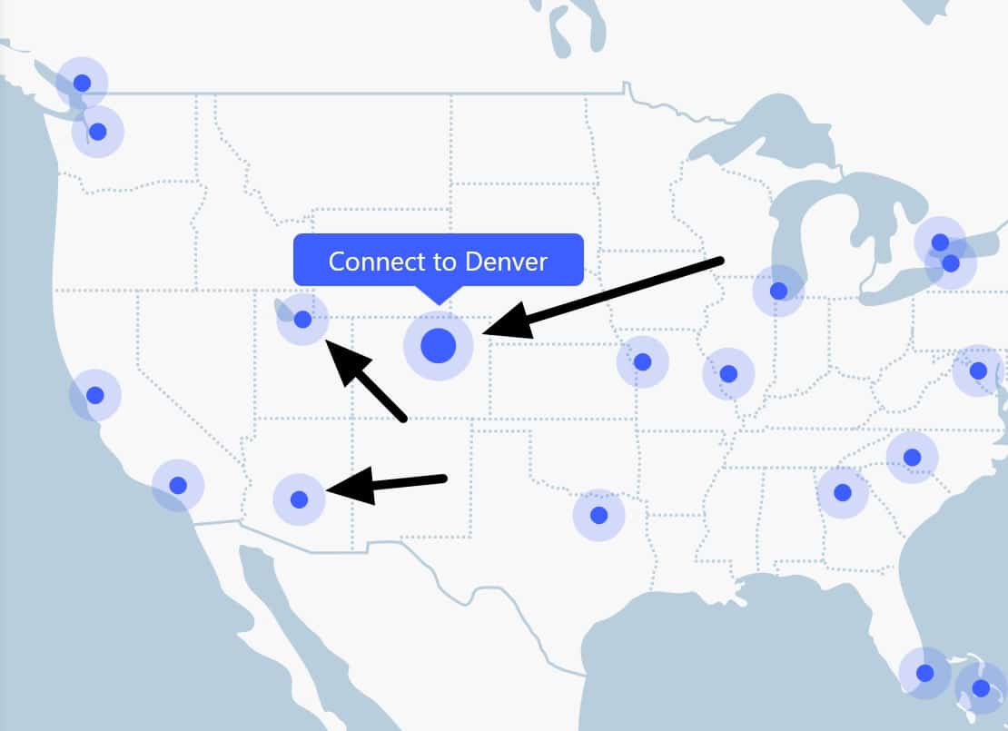 NordVPN USA-Serverkarte