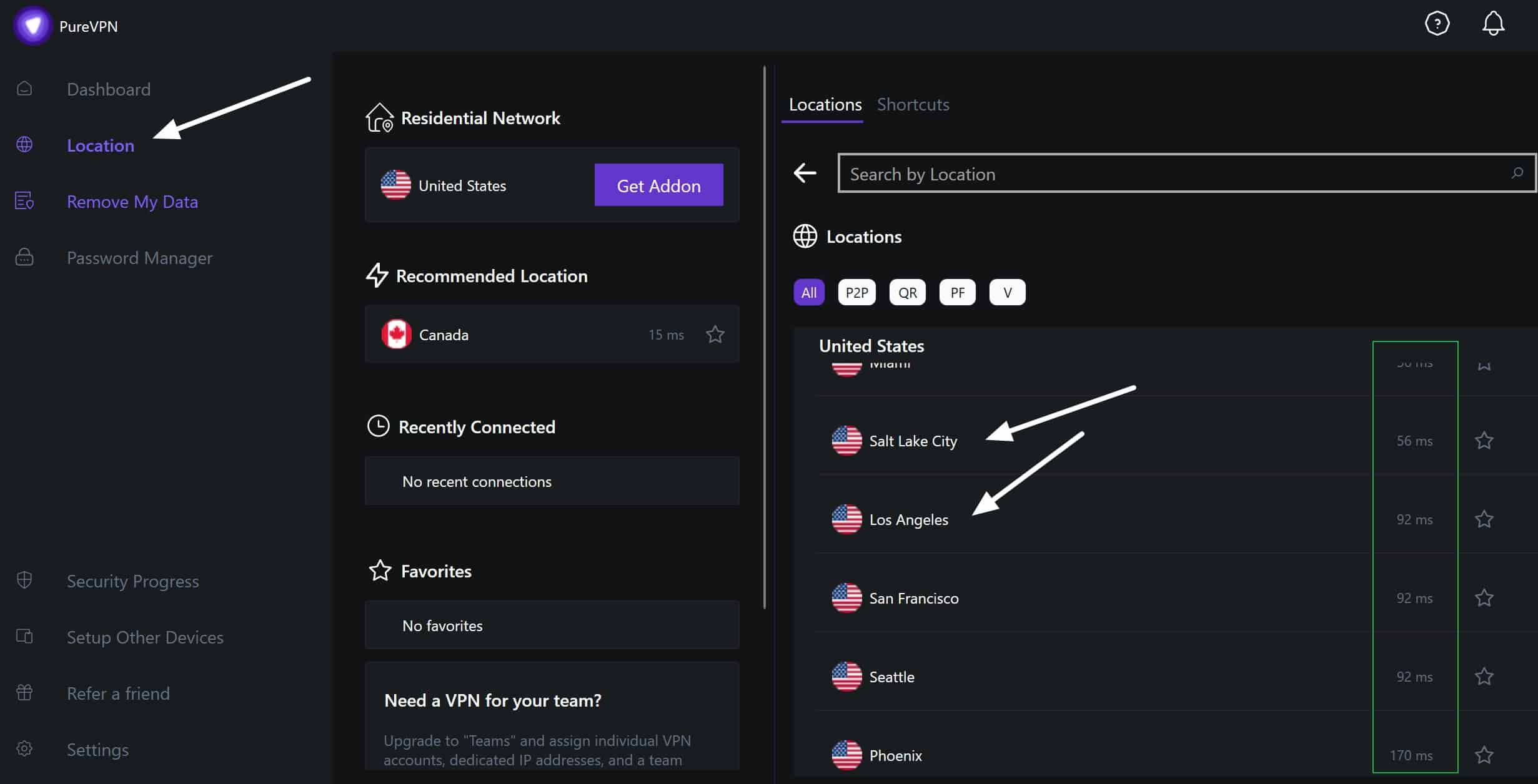 PureVPN US servers