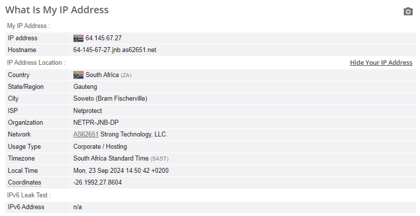 IP leak test.