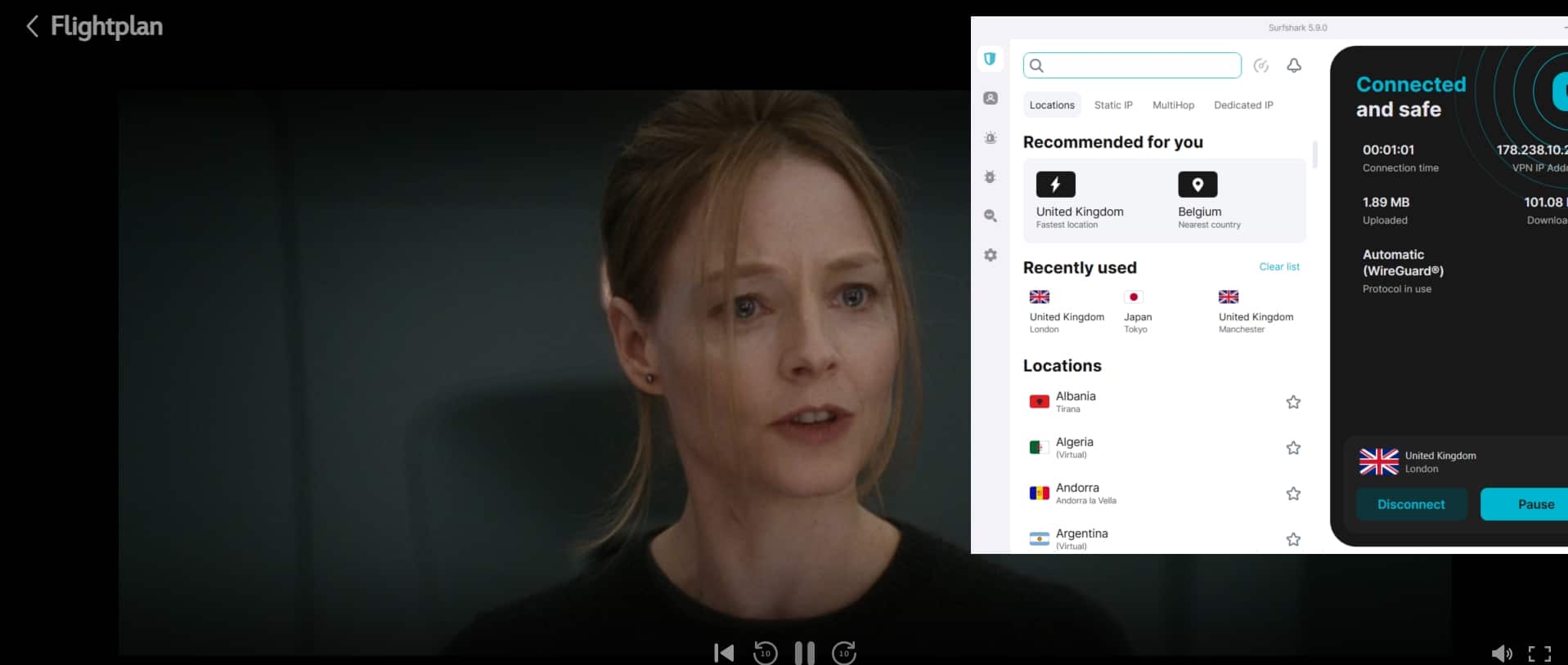 Streaming Disney Plus with Surfshark active