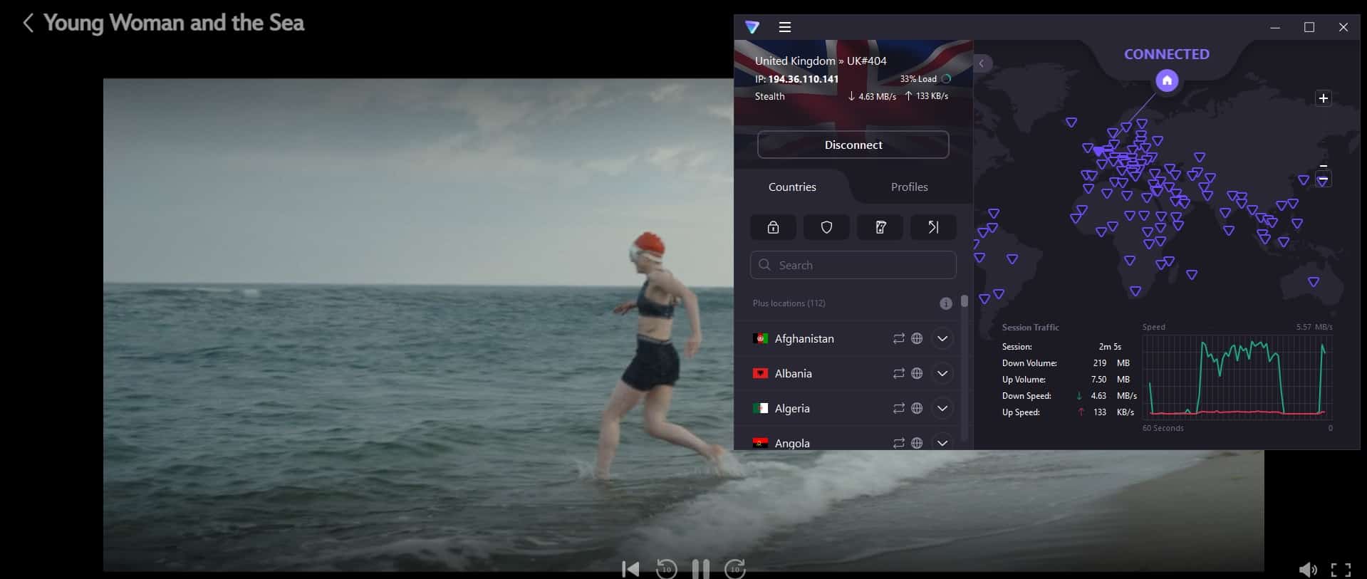 Streaming Disney Plus with ProtonVPN active