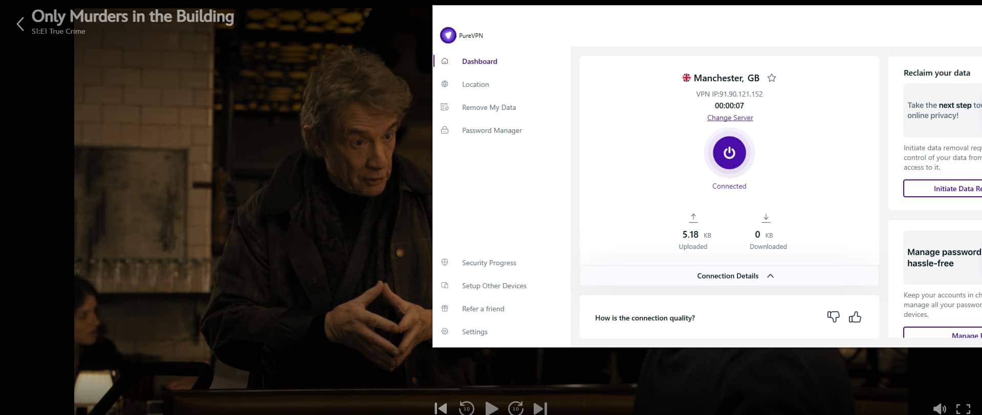 Streaming Disney Plus with PureVPN active