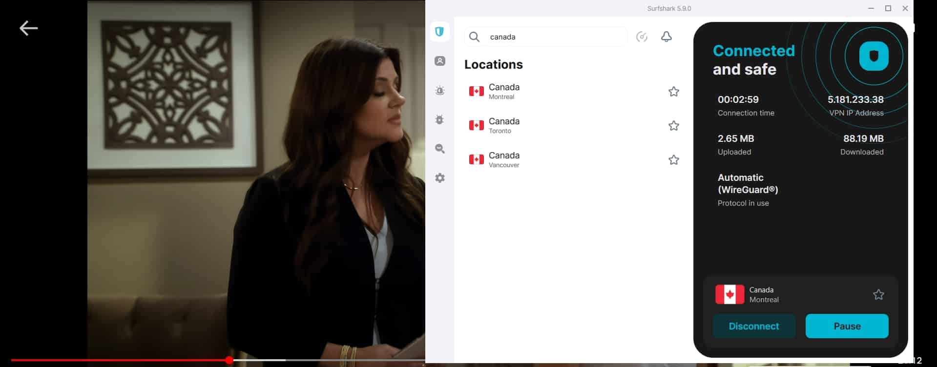Streaming Netflix with Surfshark active