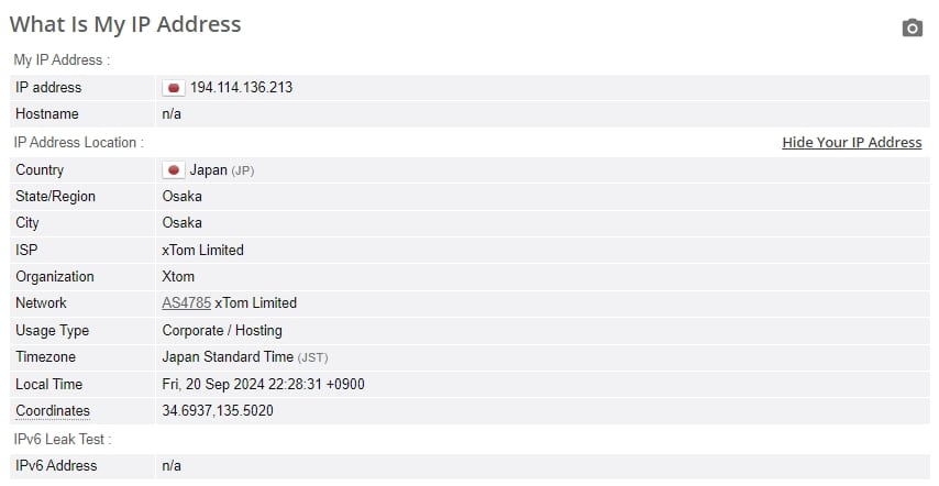 IP leak test.