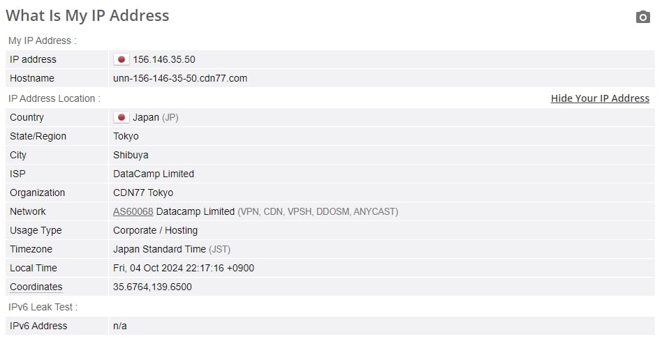 IP leak test.