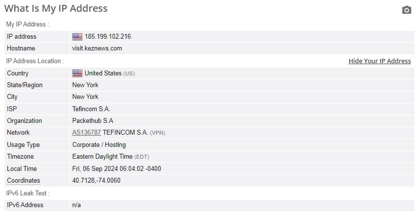 IP leak test.