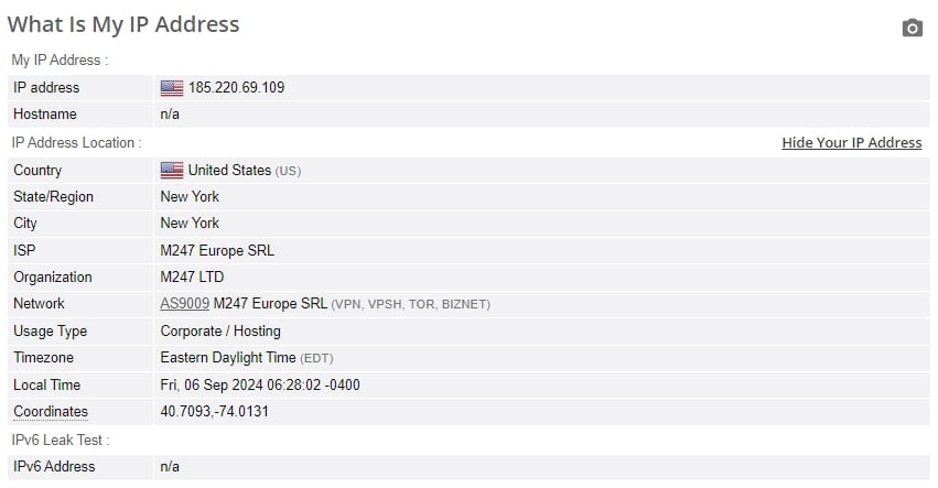 IP leak test.