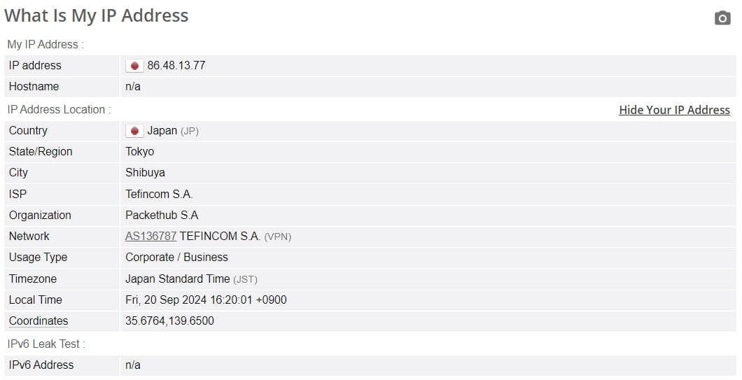 IP leak test.