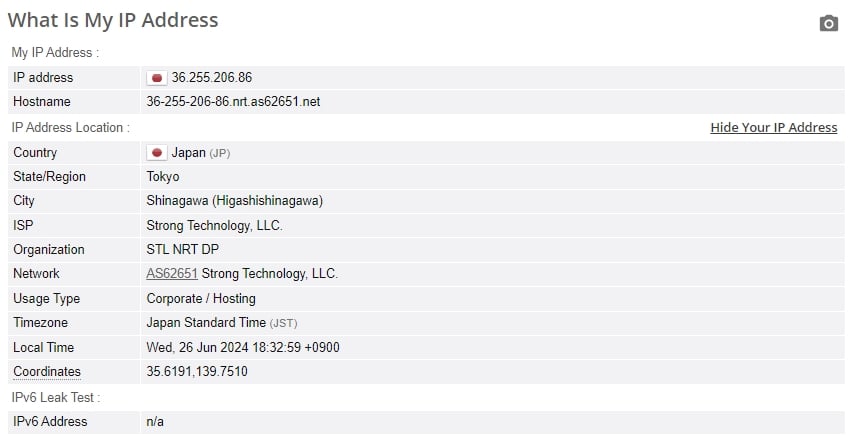 IP leak test.