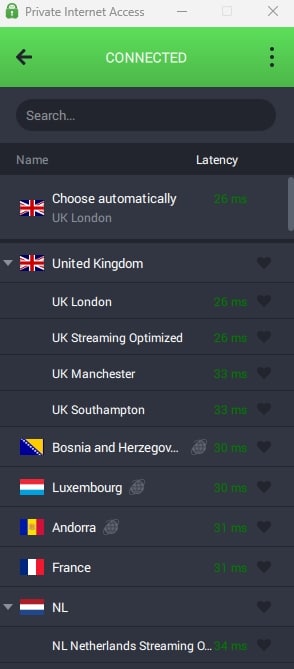 PIA servers.
