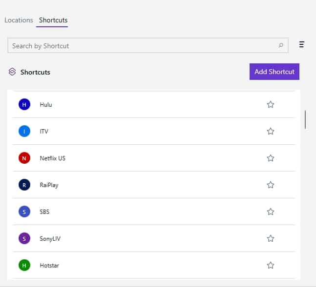 PureVPN Shortcuts.