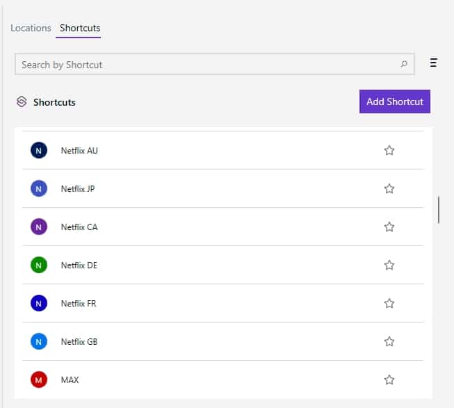 PureVPN provides several Shortcuts.