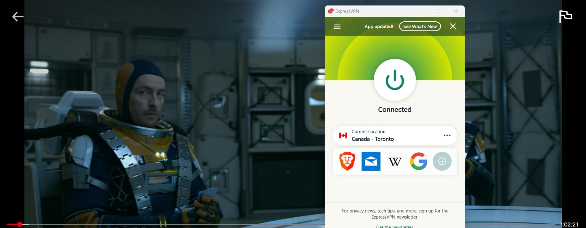 Streaming Netflix with ExpressVPN active