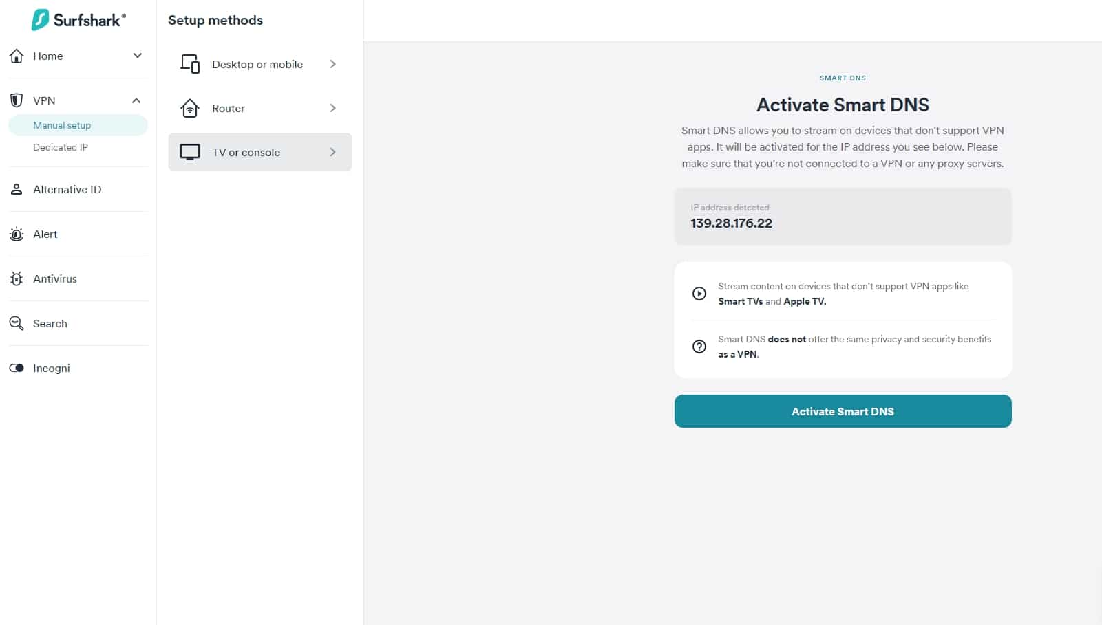 Surfshark's Smart DNS.