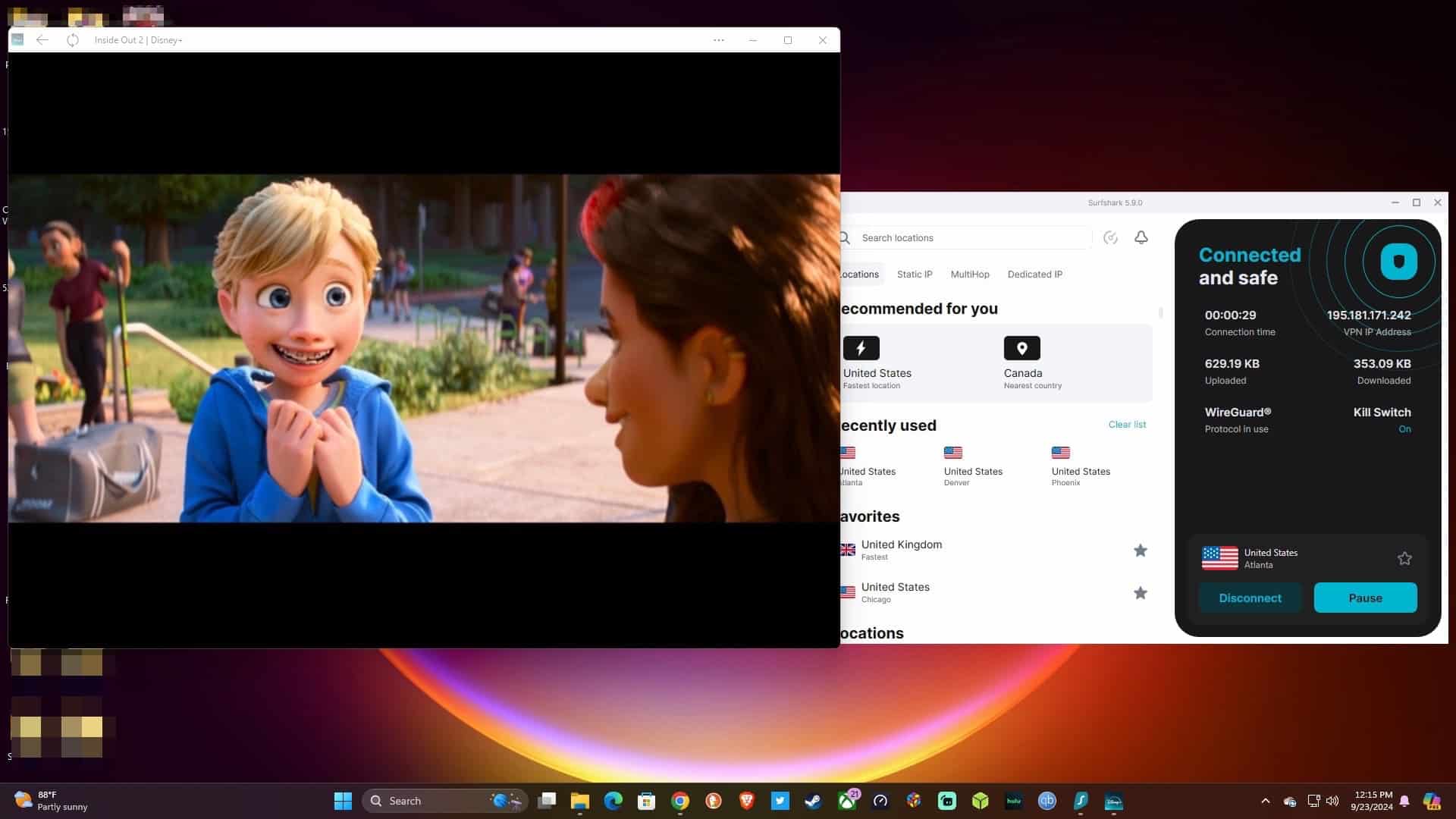 Streaming Disney Plus.