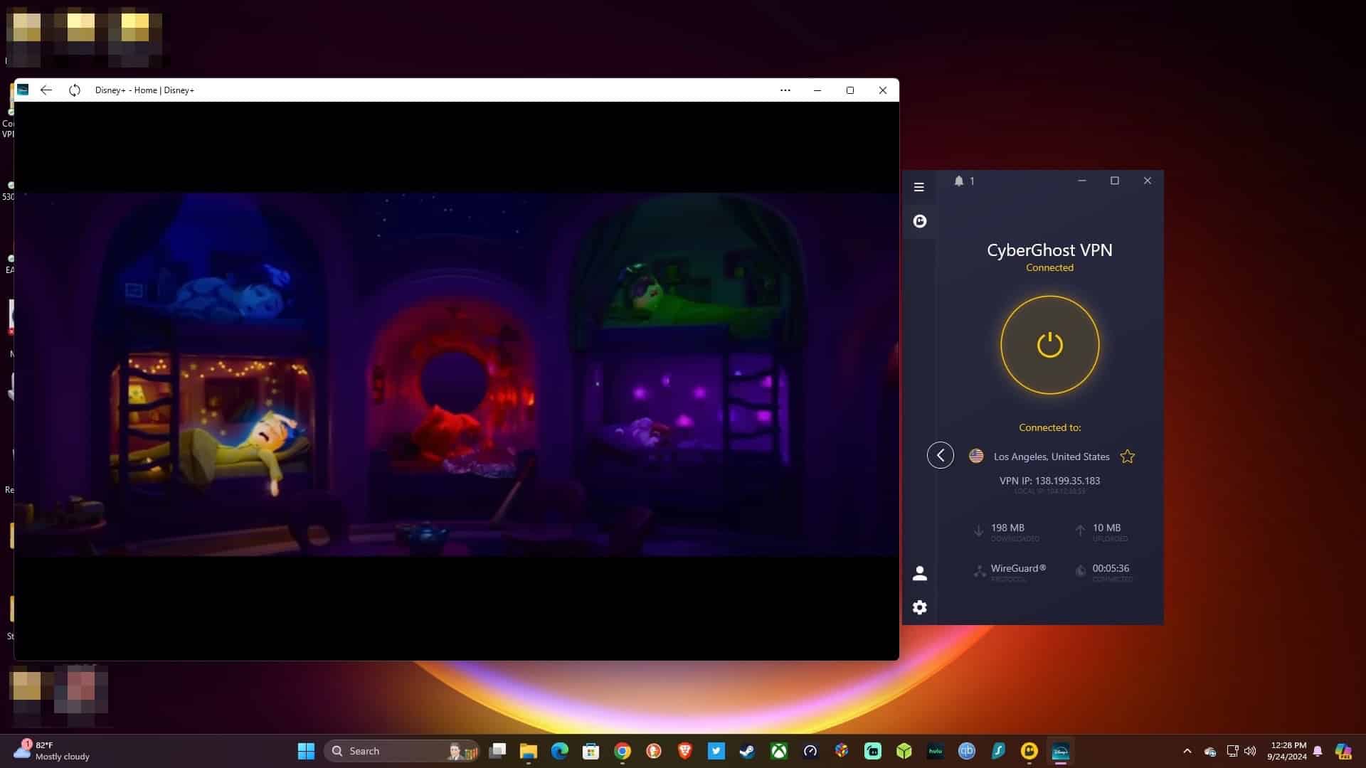 Streaming Disney Plus.