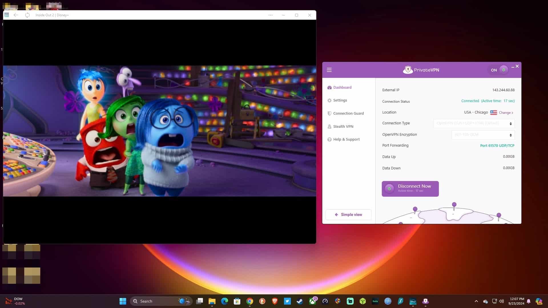 Streaming Disney Plus.