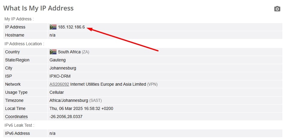 IP leak test.