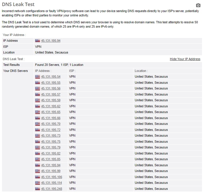 DNS leak test.