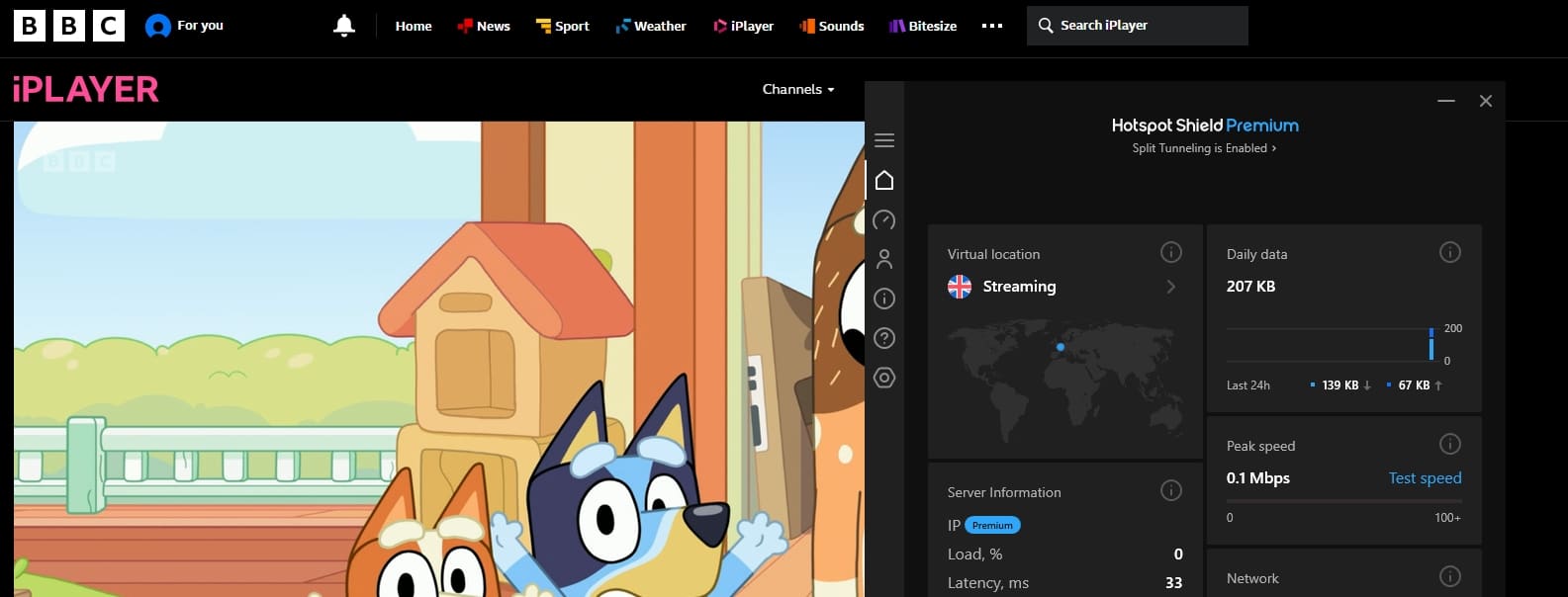 Streaming BBC iPlayer.