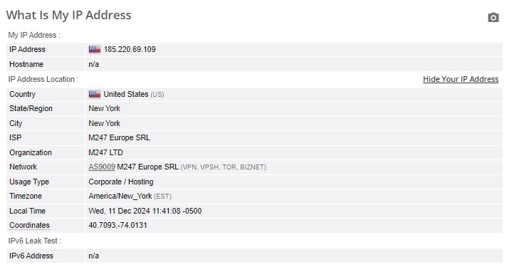 IP leak test.