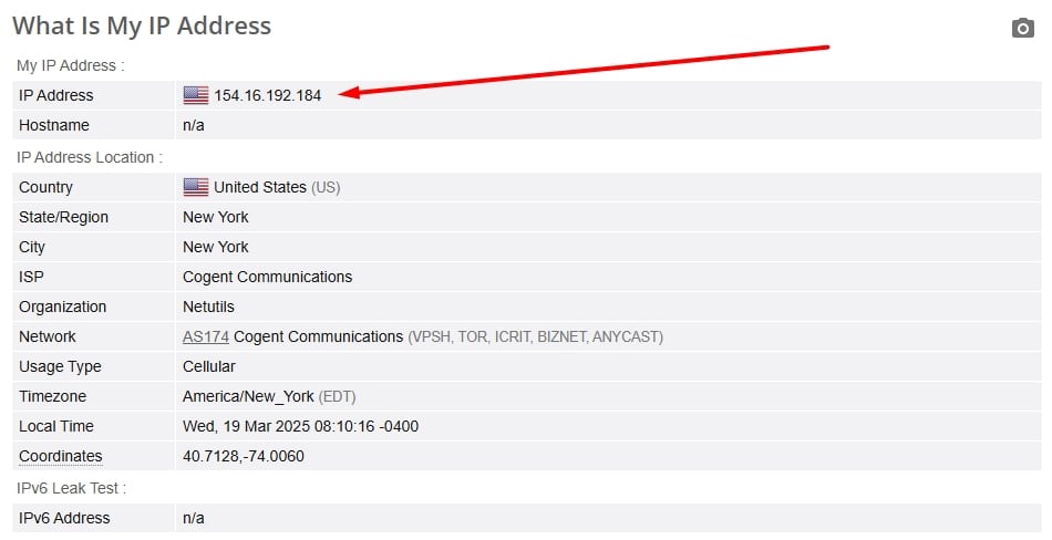 IP leak test.