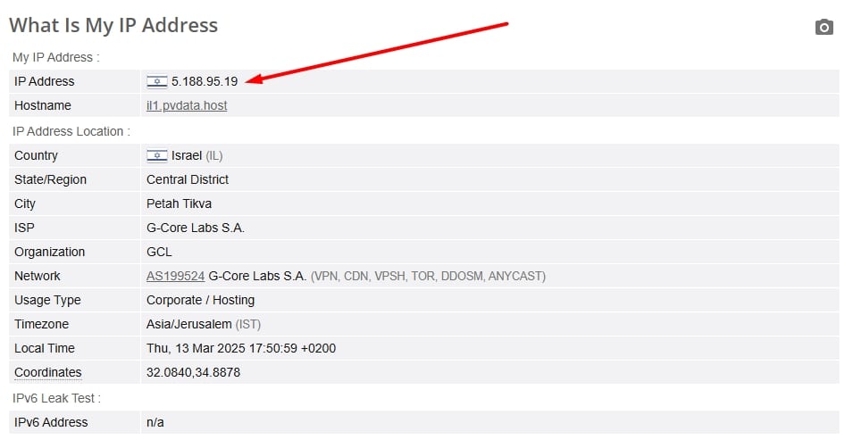 IP leak test.