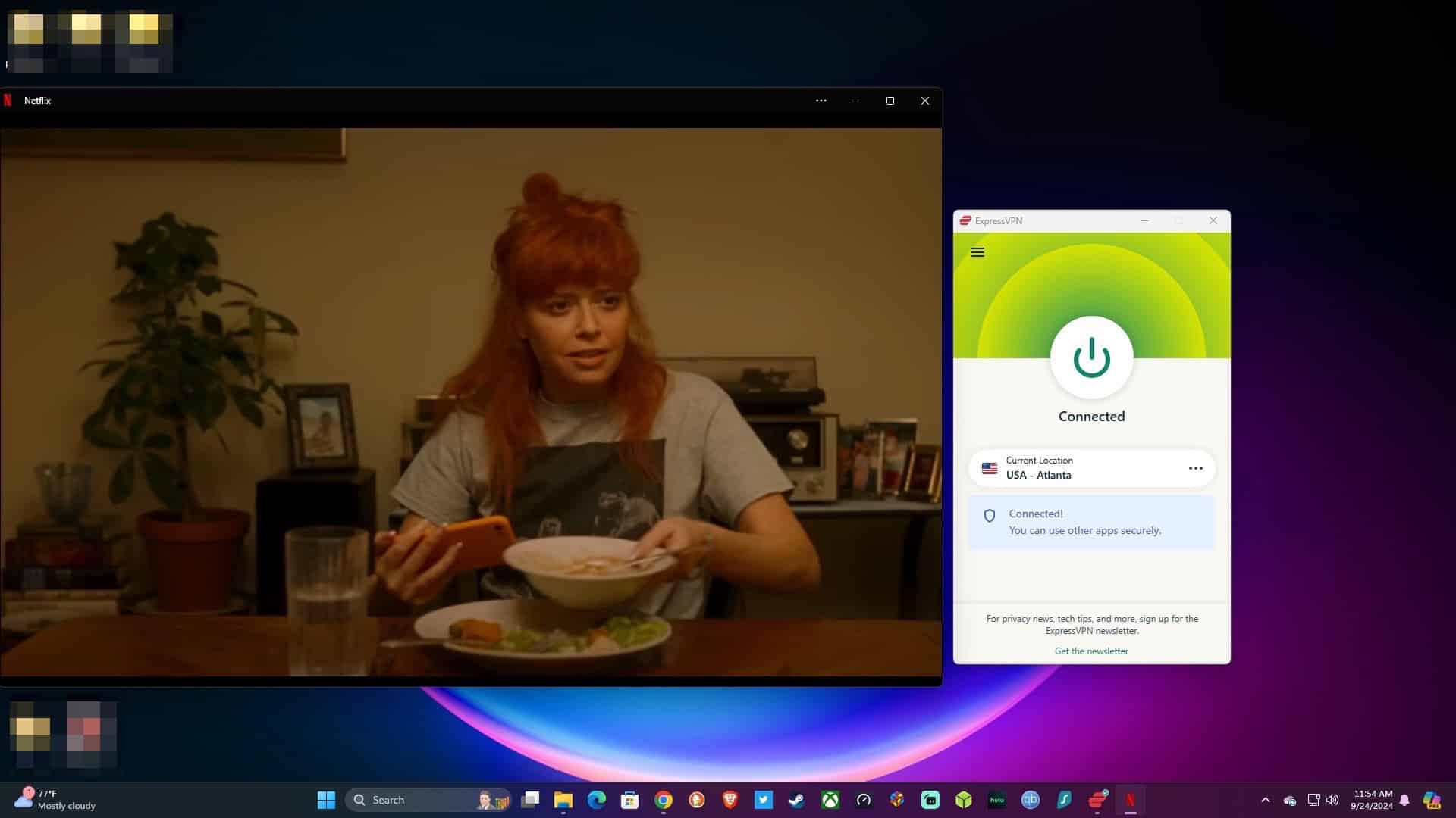 Streaming Netflix using ExpressVPN.