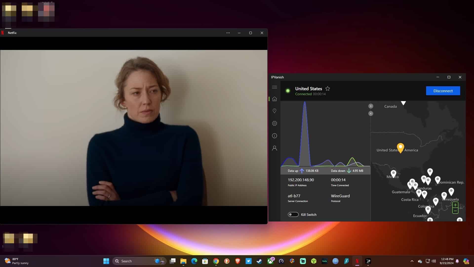 Streaming Netflix using IPVanish.