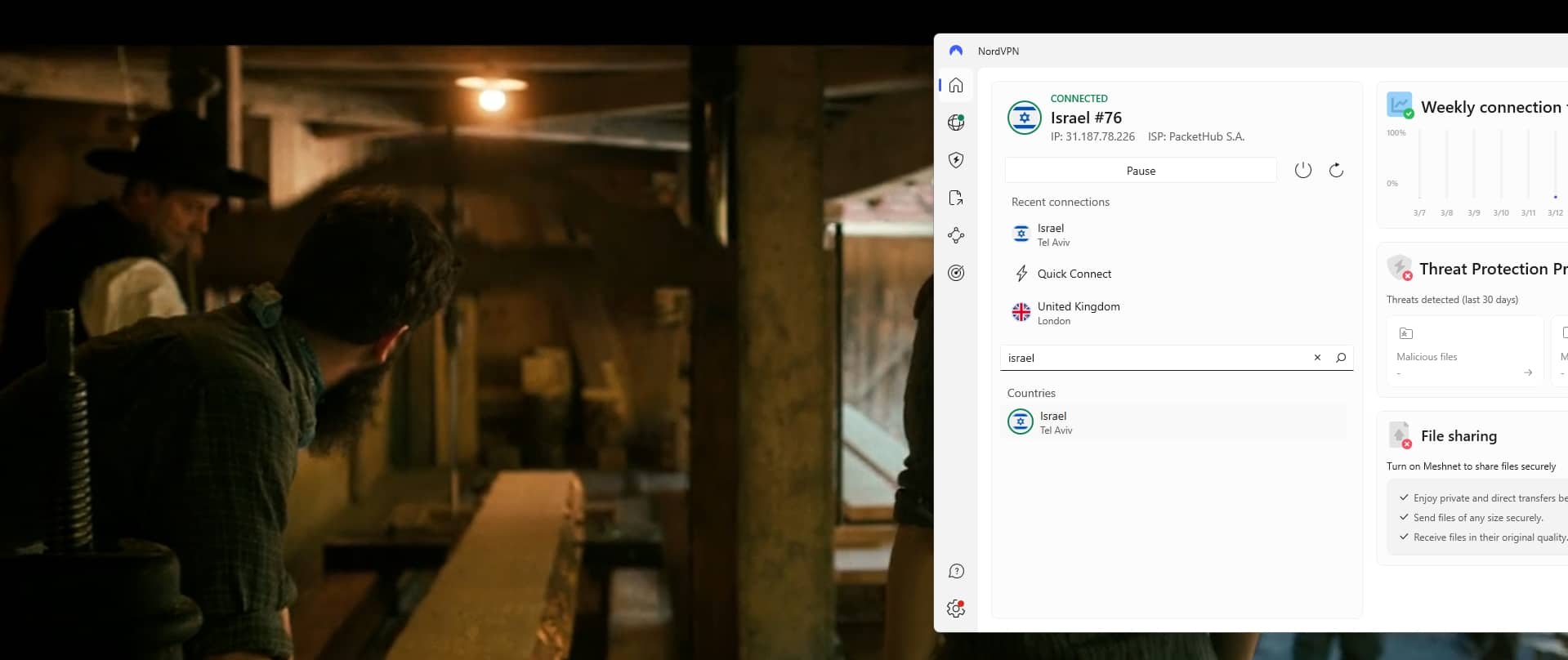 Streaming Amazon Prime Video using NordVPN.