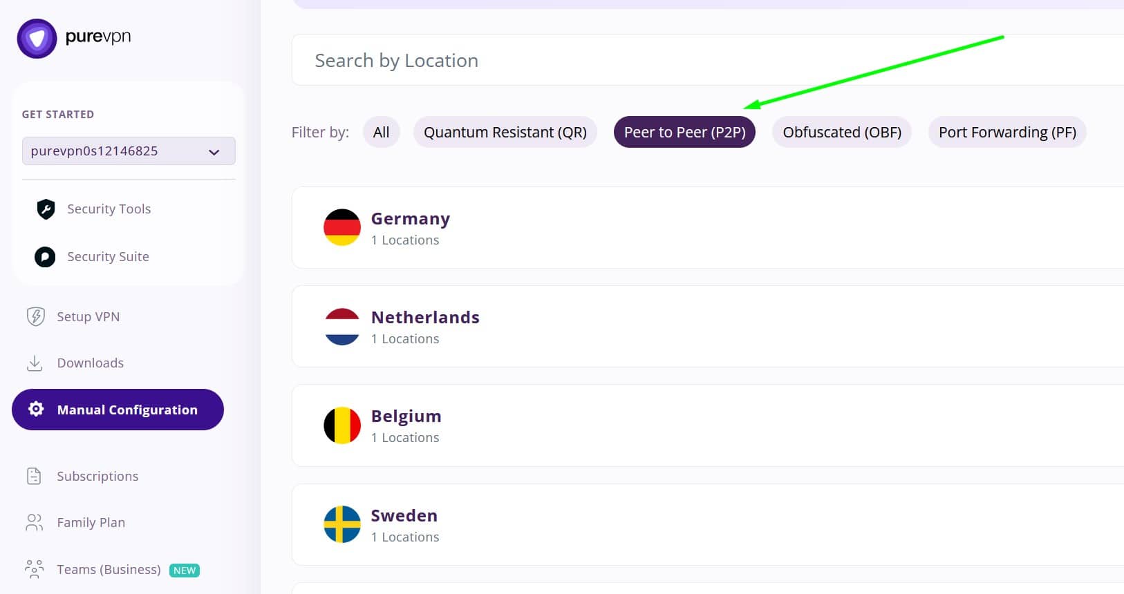 Screenshot showing PureVPN's router setup options