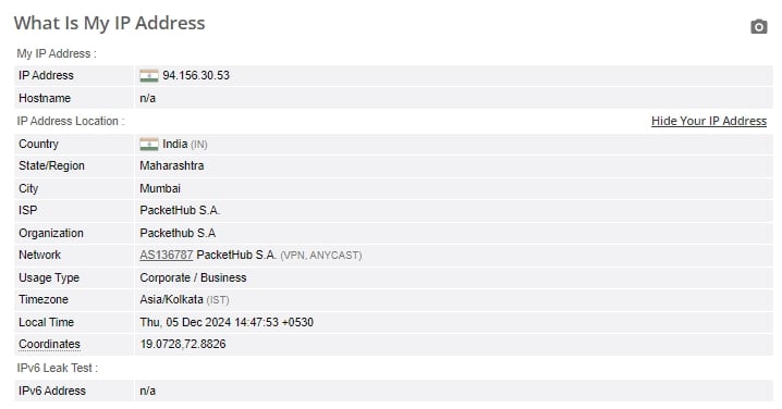 IP leak test.