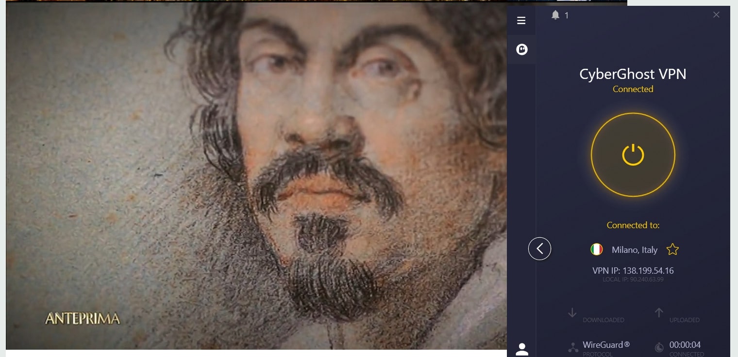 Streaming LA7 using CyberGhost.